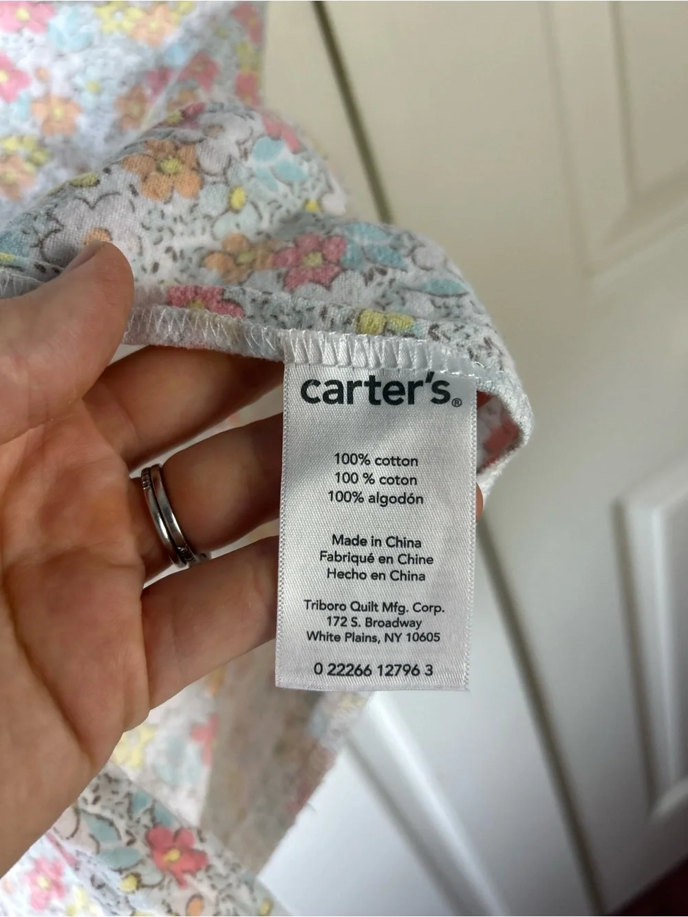 Carter's Pink Blue Floral Baby Receiving Blanket Flannel Cotton Yellow White